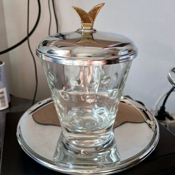 Kromex Polka Dot Glass Jar with Lid 4" strawberry Vintage 50s MCM preserves - Picture 4 of 16